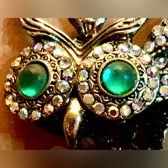 Owl Earrings with Large Luminous Blue Eyes - Picture 4 of 6